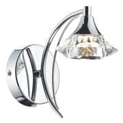 Luther Single Wall Light in Polished Chrome with a Crystal Glass Shade, Switched - där LUT0750
