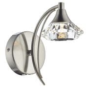 Luther Single Wall Light in Satin Chrome with a Crystal Glass Shade, Switched - där LUT0746