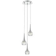 Lyall 3 Light Cluster Pendant in Polished Chrome with Cut Glass Shades - där LYA0350