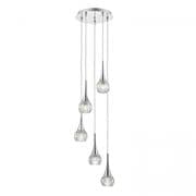 Lyall 5 Light Cluster Pendant in Polished Chrome with Cut Glass Shades - där LYA0550