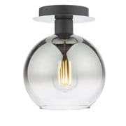 Lycia Semi Flush Fitting in a Matt Black Finish with Smoked Ombre Glass - där LYC0122