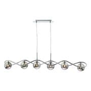 Lysandra 6 Light Bar Pendant in a Polished Chrome Finish with Smoked Glass Shades - där LYS6250