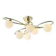 Lysandra 6 Light Fitting in a Polished Gold Finish with Opal Glass Shades - där LYS6435