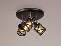 Manx 3 Light Spotlight Plate in Oiled Bronze with Amber Glass