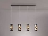 Manx 4 Light Pendant Bar in Oiled Bronze with Amber Glass