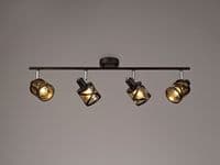 Manx 4 Light Spotlight Bar in Oiled Bronze with Amber Glass