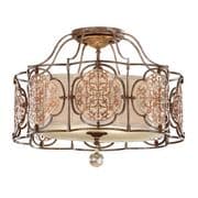 Marcella 3 Light Semi-Flush in Bronze and Gold Patina with a Co-ordinating Fabric Shade and Glass Diffuser - FEISS FE/MARCELLA/SF