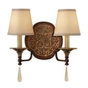 Marcella Double Wall Light in Bronze and Gold Patina with Co-ordinating Fabric Shades - FEISS FE/MARCELLA2