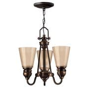 Mayflower 3 Light Chandelier in Olde Bronze with Etched Amber Glass - HINKLEY HK/MAYFLOWER3