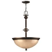Mayflower 3 Light Pendant in Olde Bronze with Etched Amber Glass - HINKLEY HK/MAYFLOWER/P/C