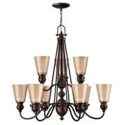 Mayflower 9 Light Chandelier in Olde Bronze with Etched Amber Glass - HINKLEY HK/MAYFLOWER9