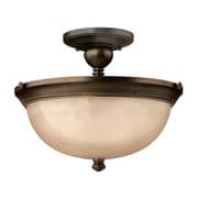 Mayflower Semi-Flush Fitting in Olde Bronze with Etched Amber Glass - HINKLEY HK/MAYFLOWER/SF