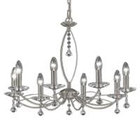 Mere 8 Light Fitting in Satin Nickel and Crystal