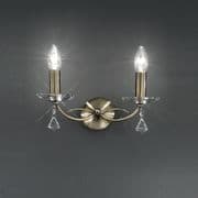 Mere Double Wall Light in Bronze and Crystal