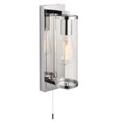 Metz Bathroom Wall Light in a Polished Chrome Finish with Clear Glass, Switched IP44