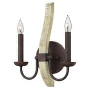 Middlefield Double Wall Light in Iron Rust and Distressed Wood - HINKLEY HK/MIDDLEFIELD2