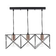 Midi 3 Light Bar Pendant in Matt Black with Copper Lamp Holders - där MID0322