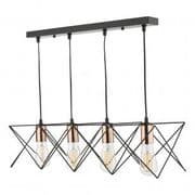 Midi 4 Light Bar Pendant in Matt Black with Copper Lamp Holders - där MID0422