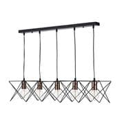 Midi 5 Light Bar Pendant in Matt Black with Copper Lamp Holders - där MID0522
