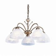 Milanese 5 Light Fitting in Antique Brass with Alabaster Glass - SEARCHLIGHT 1135-5AB