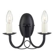 Minster Gothic Style Double Wall Light in a Black Finish - ELSTEAD MN2 BK
