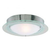 Modern IP44 Bathroom Flush in Polished Chrome and Glass - SEARCHLIGHT 3108CC