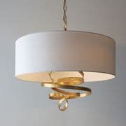 Montpellier 3 Light Pendant in a Gold Leaf Finish with an Ivory Cotton Shade