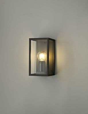 Morada IP54 Outdoor Half Lantern in a Black Finish with Clear Class