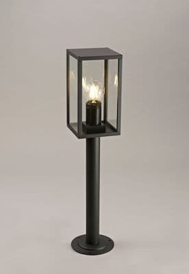 Morada IP54 Outdoor Short Post in a Black Finish with Clear Class