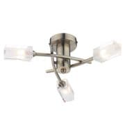 Morgan 3 Light Fitting in Antique Brass with Clear and Frosted Square Glass Shades - där MOR0375