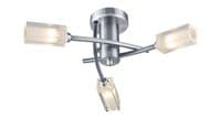 Morgan 3 Light Fitting in Satin Chrome with Clear and Frosted Square Glass Shades - där MOR0346
