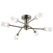 Morgan 6 Light Fitting in Antique Brass with Clear and Frosted Square Glass Shades - där MOR6475