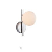 Moulins Bathroom Wall Light in Polished Chrome with an Opal Glass Shade, Switched IP44