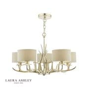 Mulroy 5 Light Fitting in a Champagne Finish with Faux Silk Shades - Laura Ashley LA3677580-Q