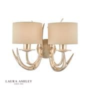Mulroy Double Wall Light in a Champagne Finish with Faux Silk Shades - Laura Ashley LA3727743-Q