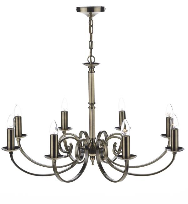 Murray 8 Light Fitting in an Antique Brass Finish - där MUR0875
