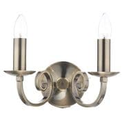 Murray Double Wall Light in Antique Brass, Switched - där MUR0975