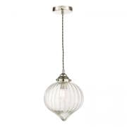 Mya Single Pendant in Antique Nickel with Gently Ribbed Clear Glass - där MYA0138