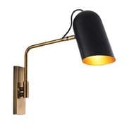 Navren Swing Arm Wall Light in Antique Brass with a Black Shade - ENDON 93145