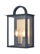 Newbury 2 Light Half Lantern in a Matt Black and Aged Brass Finish, IP44 Rated