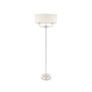 Nixon 2 Light Floor Lamp in Polished Chrome and Crystal with a White Shade - ENDON 60803