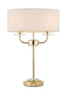 Nixon 2 Light Table Lamp in Polished Brass and Crystal with a White Shade - ENDON 70564