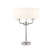 Nixon 2 Light Table Lamp in Polished Chrome and Crystal with a White Shade - ENDON 60804