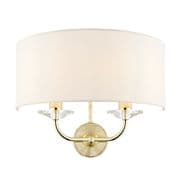 Nixon 2 Light Wall Light in Polished Brass and Crystal with a White Shade - ENDON 70562