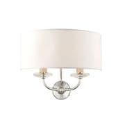 Nixon 2 Light Wall Light in Polished Chrome and Crystal with a White Shade - ENDON 60180
