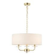 Nixon 3 Light Fitting in Polished Brass and Crystal with a White Shade - ENDON 70560
