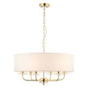 Nixon 6 Light Fitting in Polished Brass and Crystal with a White Shade - ENDON 70561