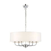Nixon 6 Light Fitting in Polished Chrome and Crystal with a White Shade - ENDON 60179