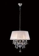 Oakmere 5 Light Pendant in Polished Chrome and Crystal encased in a White Fabric Shade