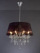Oakmere 8 Light Pendant in Polished Chrome and Crystal encased in a Black Fabric Shade
